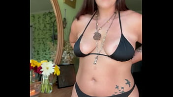 Voluptuous milf teases in black lingerie