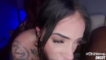 Bubble butt white girl spit roasted by multiple bbc gym bros