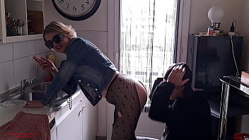 Housewife films herself getting pounded in the kitchen