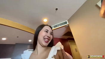 Johntronx gorgeous thai amateur cowgirl sex on the couch in pov