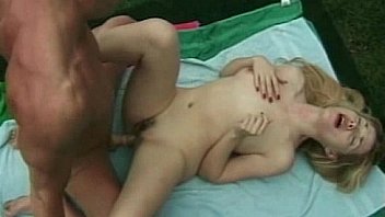 Lewd blonde chick gets fucked on lawn Lewd blonde chick gets fucked on lawn