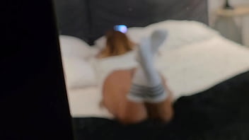 Latina with a big butt fucks her boyfriend while her parents are in the other room