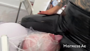 Sealed for her pleasure cling film kissing session