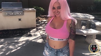 Curvy Barbi Got Pink Hair & Bubble Ass Rome Major Cums On It thumbnail