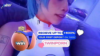 Rei ayanami cosplay blowjob and cum in bodysuit