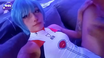 Rei ayanami cosplay blowjob and cum in bodysuit