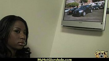 Ebony teen shows off her blowjob skills at gloryhole 23