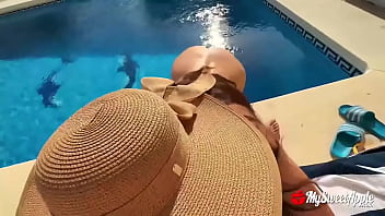 Worshiping his cock under the sun so close up you can feel it check my bio