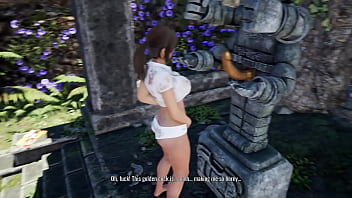 Lara croft awakens an ancient statue to obtain sperm for a ritual 3d hentai game
