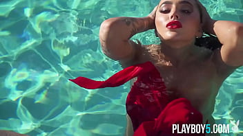 Perfect round ass brunette playmate shows off her luscious body fully