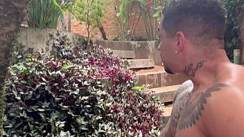 I show my friend my parent's garden and he makes me anal