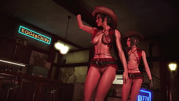 Toned hot tifa with yuffie entertain customers by dancing
