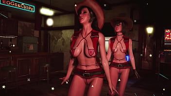 Toned hot tifa with yuffie entertain customers by dancing