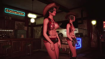 Toned hot tifa with yuffie entertain customers by dancing