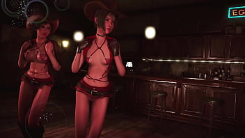 Toned hot tifa with yuffie entertain customers by dancing