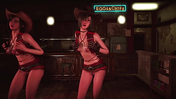 Toned hot tifa with yuffie entertain customers by dancing