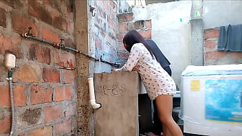 Neighbor with nothing on under her nightgown her pink pussy is visible