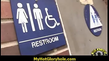 Cuckold hubby sucks snowball at gloryhole 10