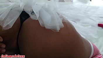 Big tits ebony model poses in tiny outfit and photographer sticks his cock inside her part 1