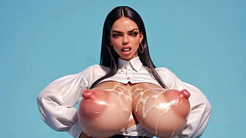 Super hot ai latina secretary lets her cummed boobs bounce and jiggle