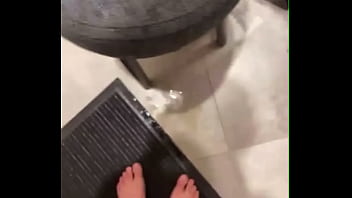 Fingering toght pussy in the changing room