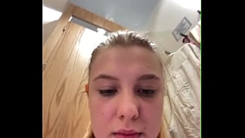 Fingering toght pussy in the changing room