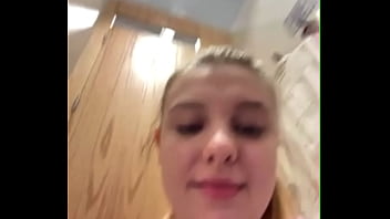 Fingering toght pussy in the changing room