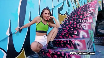 Brunette spinner loves every inch of this dudes big dick