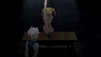 Anime girl with huge tits gets naked