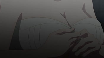 Anime girl with huge tits gets naked