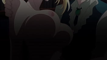 Anime girl with huge tits gets naked