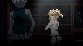 Anime girl with huge tits gets naked