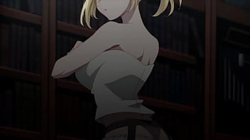 Anime girl with huge tits gets naked