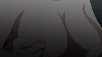 Anime girl with huge tits gets naked