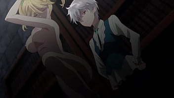 Anime girl with huge tits gets naked