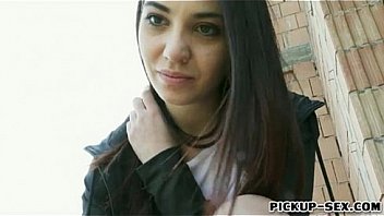 Amateur brunette czech babe flashes her tits and fucked