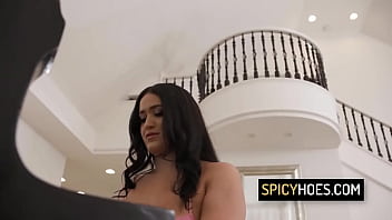 Thick latina babe massive tits are just flopping around as she rides on huge black cock