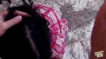 This relatively inexperienced and attractive woman engaged in vigorous anal intercourse on the beach