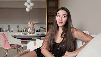 Stepbrother jerking off on stepsister but she caught him cum in mouth and cum inside step sis