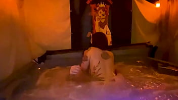 Quickie creampie hot tub fuck with santana red wca productions