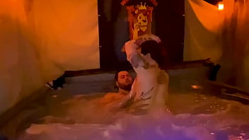 Quickie creampie hot tub fuck with santana red wca productions