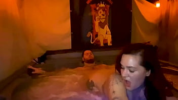 Quickie creampie hot tub fuck with santana red wca productions