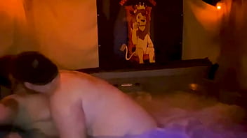 Quickie creampie hot tub fuck with santana red wca productions