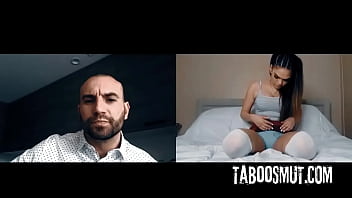 Naughty stepdaughter masturbates while stepdad watch her on webcam