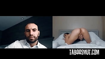 Naughty stepdaughter masturbates while stepdad watch her on webcam