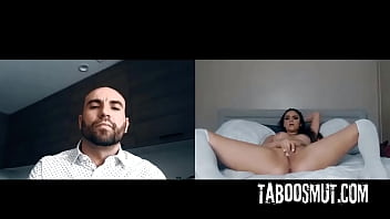 Naughty stepdaughter masturbates while stepdad watch her on webcam