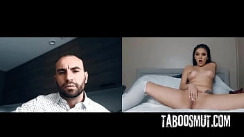 Naughty stepdaughter masturbates while stepdad watch her on webcam