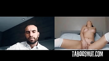 Naughty stepdaughter masturbates while stepdad watch her on webcam