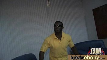 Ebony in a huge bukkake 12