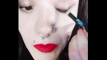 Backstage of a hot brunette